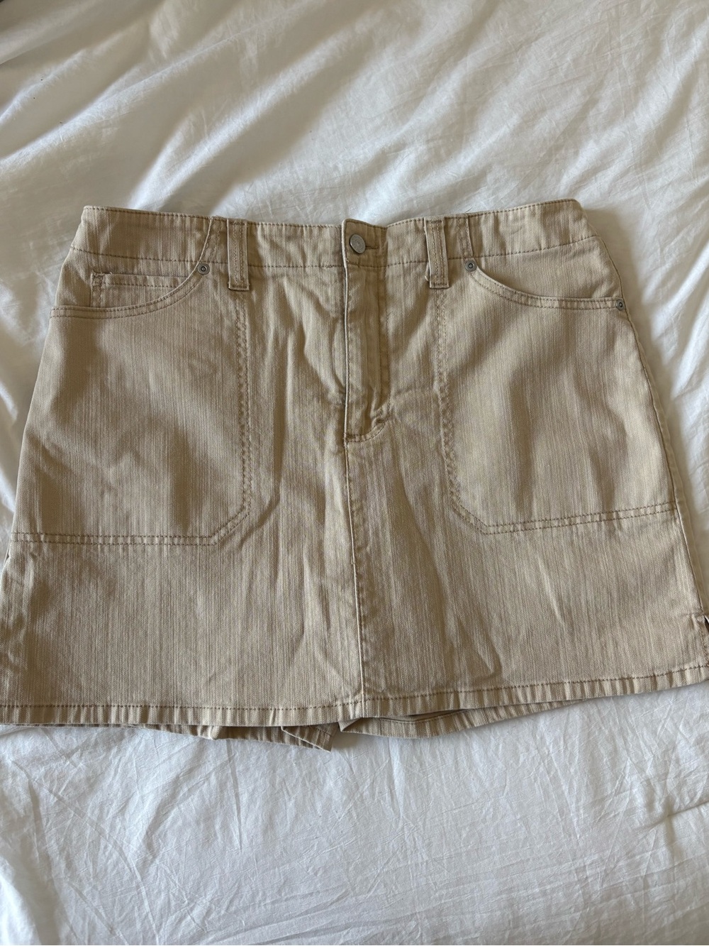 Gloria Vanderbilt Khaki Cotton Mini Skirt